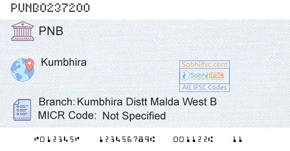 Punjab National Bank Kumbhira Distt Malda West BBranch 