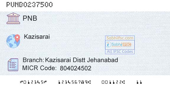 Punjab National Bank Kazisarai Distt JehanabadBranch 