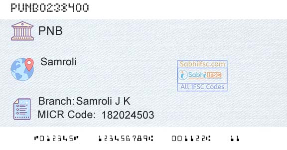 Punjab National Bank Samroli J K Branch 