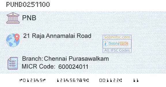 Punjab National Bank Chennai PurasawalkamBranch 