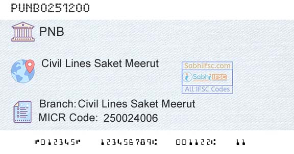 Punjab National Bank Civil Lines Saket MeerutBranch 