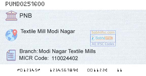 Punjab National Bank Modi Nagar Textile Mills Branch 