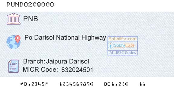 Punjab National Bank Jaipura Darisol Branch 