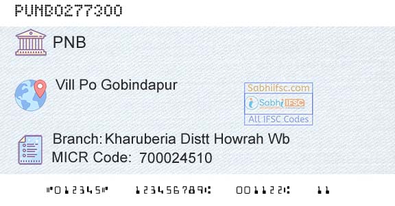 Punjab National Bank Kharuberia Distt Howrah Wb Branch 