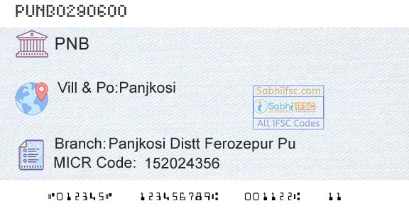 Punjab National Bank Panjkosi Distt Ferozepur PuBranch 