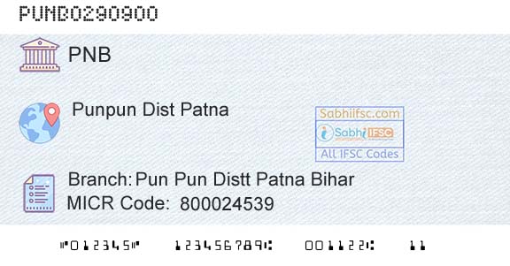 Punjab National Bank Pun Pun Distt Patna Bihar Branch 