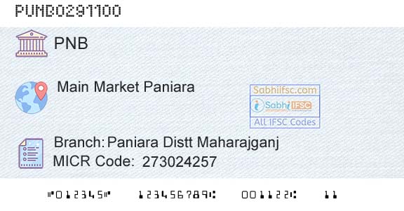 Punjab National Bank Paniara Distt MaharajganjBranch 