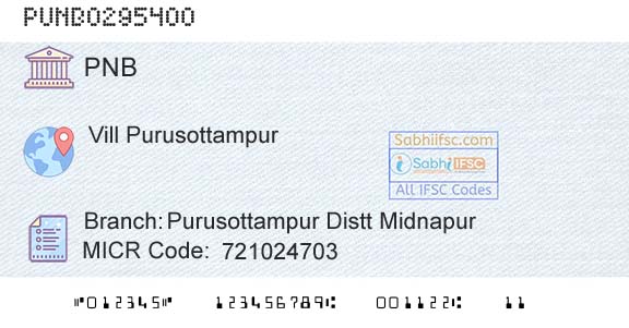 Punjab National Bank Purusottampur Distt MidnapurBranch 