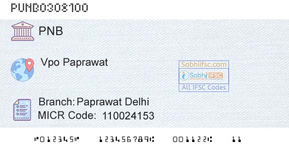 Punjab National Bank Paprawat DelhiBranch 