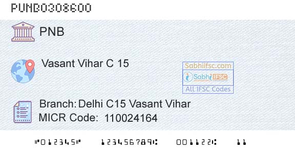 Punjab National Bank Delhi C15 Vasant ViharBranch 