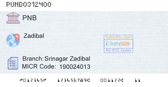 Punjab National Bank Srinagar ZadibalBranch 