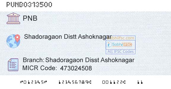 Punjab National Bank Shadoragaon Disst AshoknagarBranch 