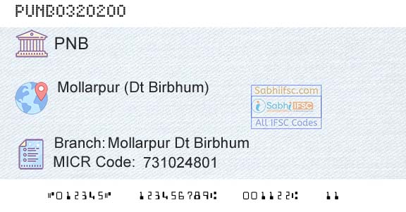 Punjab National Bank Mollarpur Dt Birbhum Branch 