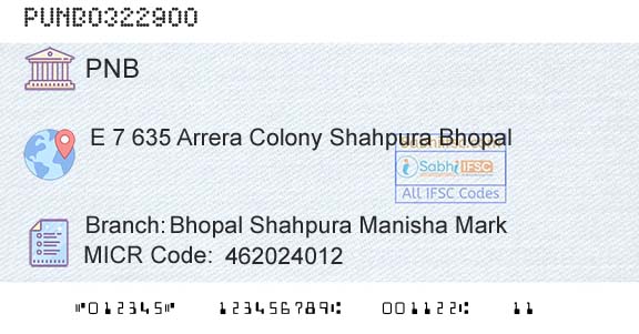 Punjab National Bank Bhopal Shahpura Manisha MarkBranch 
