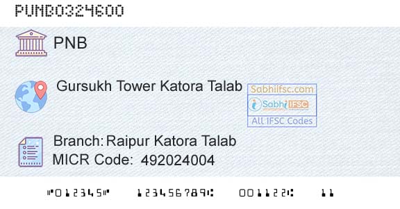 Punjab National Bank Raipur Katora Talab Branch 