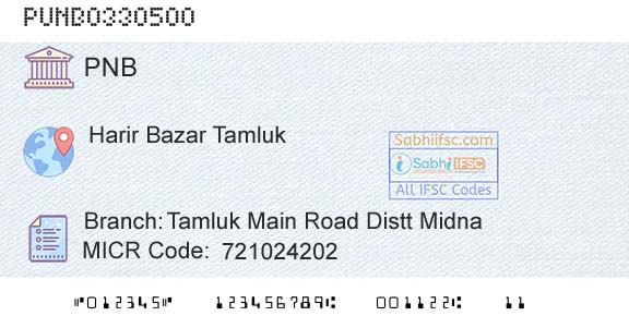 Punjab National Bank Tamluk Main Road Distt MidnaBranch 