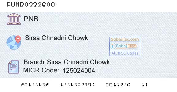 Punjab National Bank Sirsa Chnadni ChowkBranch 