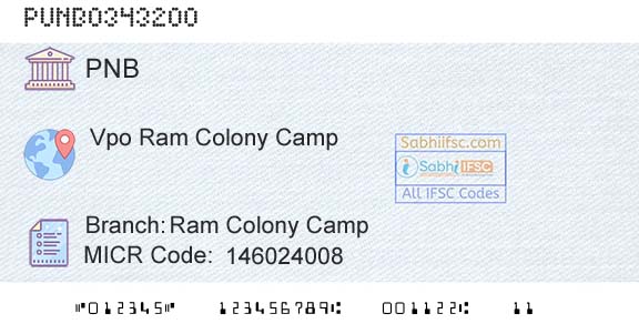 Punjab National Bank Ram Colony CampBranch 