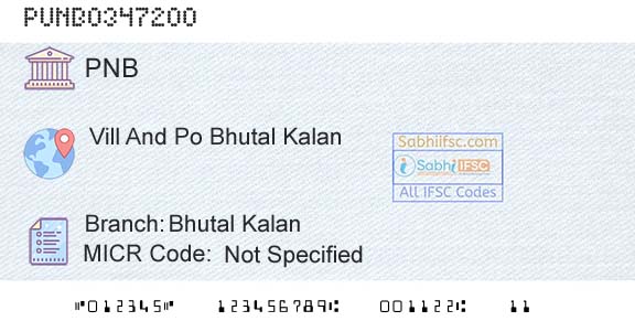 Punjab National Bank Bhutal KalanBranch 
