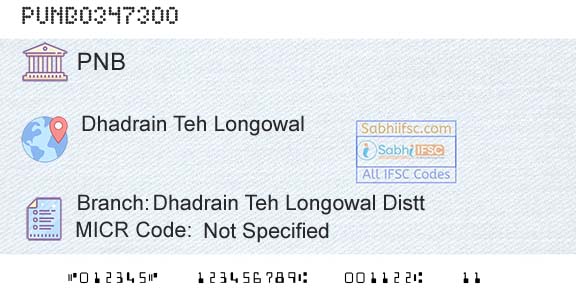 Punjab National Bank Dhadrain Teh Longowal Distt Branch 