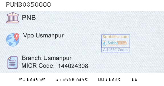 Punjab National Bank UsmanpurBranch 