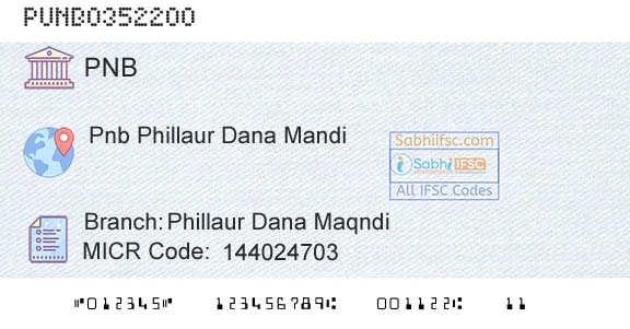 Punjab National Bank Phillaur Dana MaqndiBranch 