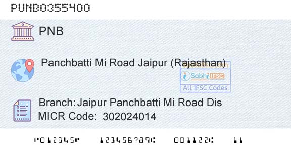 Punjab National Bank Jaipur Panchbatti Mi Road DisBranch 