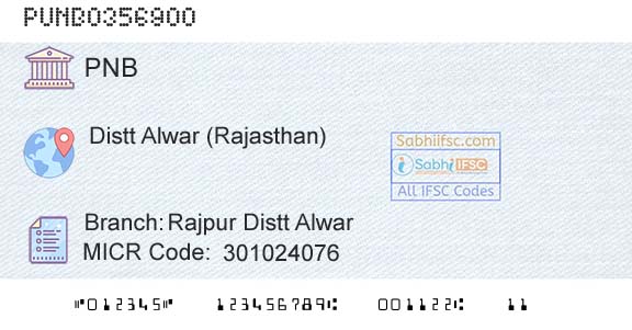 Punjab National Bank Rajpur Distt AlwarBranch 