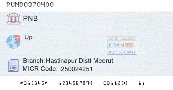 Punjab National Bank Hastinapur Distt MeerutBranch 