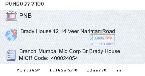 Punjab National Bank Mumbai Mid Corp Br Brady HouseBranch 