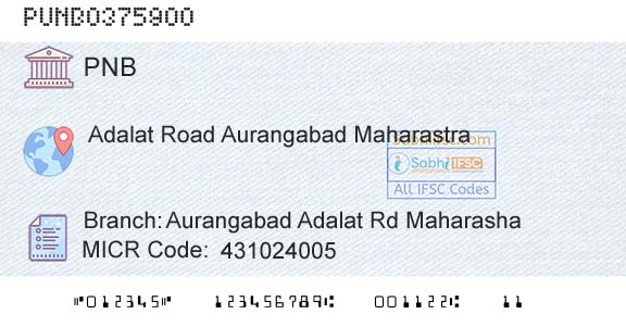 Punjab National Bank Aurangabad Adalat Rd MaharashaBranch 