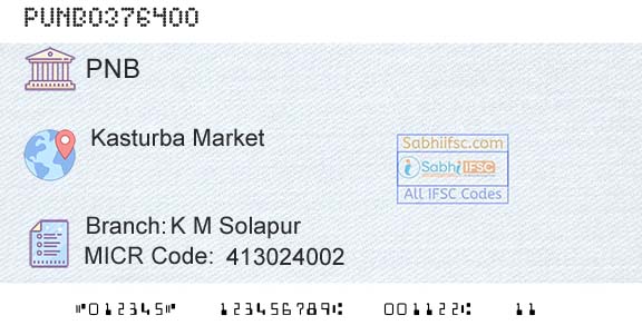 Punjab National Bank K M SolapurBranch 