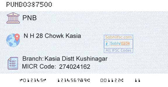 Punjab National Bank Kasia Distt KushinagarBranch 