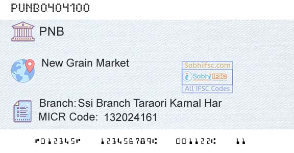 Punjab National Bank Ssi Branch Taraori Karnal HarBranch 