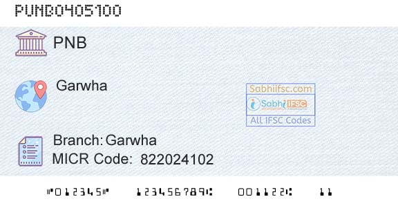 Punjab National Bank GarwhaBranch 