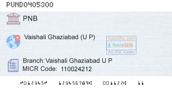 Punjab National Bank Vaishali Ghaziabad U P Branch 