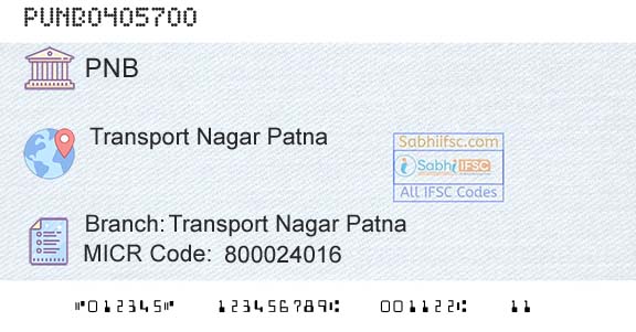 Punjab National Bank Transport Nagar PatnaBranch 