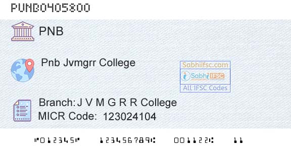 Punjab National Bank J V M G R R CollegeBranch 