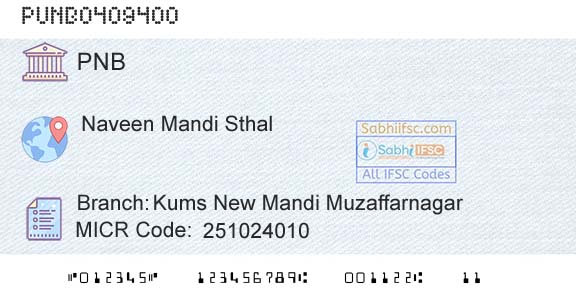 Punjab National Bank Kums New Mandi MuzaffarnagarBranch 