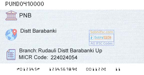 Punjab National Bank Rudauli Distt Barabanki UpBranch 