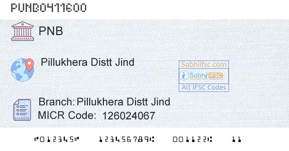 Punjab National Bank Pillukhera Distt JindBranch 