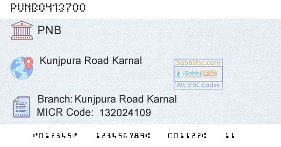 Punjab National Bank Kunjpura Road KarnalBranch 