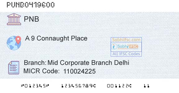 Punjab National Bank Mid Corporate Branch DelhiBranch 