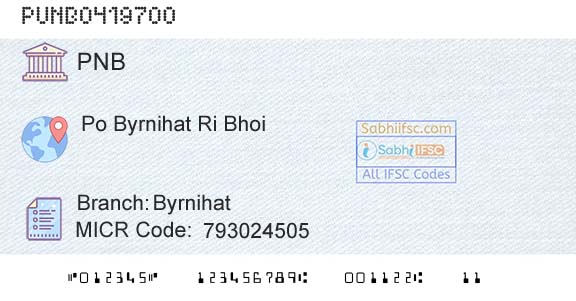 Punjab National Bank ByrnihatBranch 