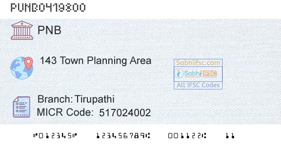 Punjab National Bank TirupathiBranch 