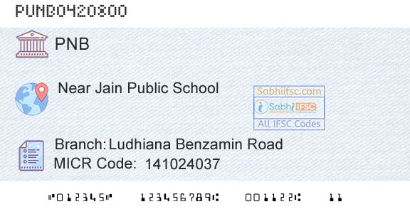 Punjab National Bank Ludhiana Benzamin RoadBranch 
