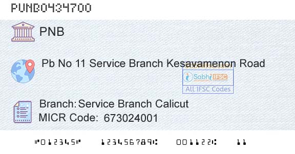 Punjab National Bank Service Branch CalicutBranch 