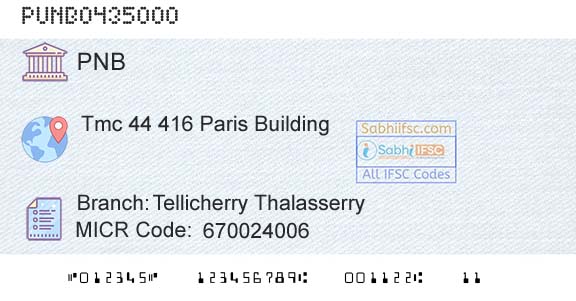 Punjab National Bank Tellicherry Thalasserry Branch 