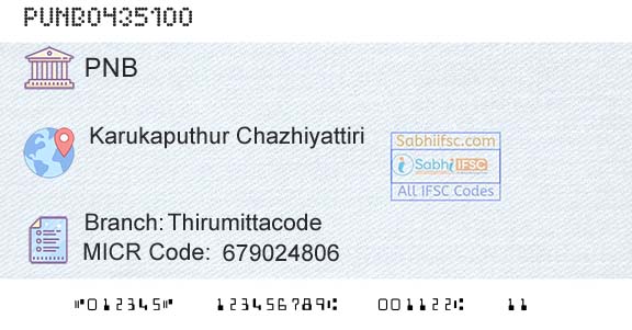 Punjab National Bank ThirumittacodeBranch 