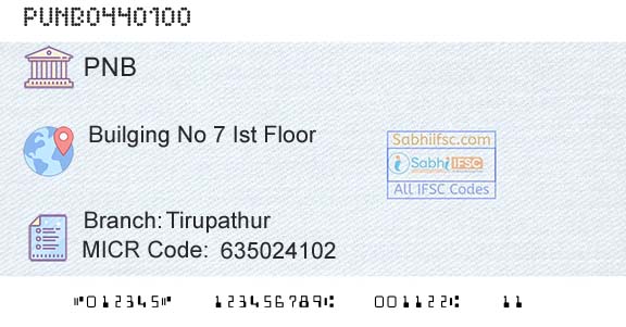 Punjab National Bank TirupathurBranch 